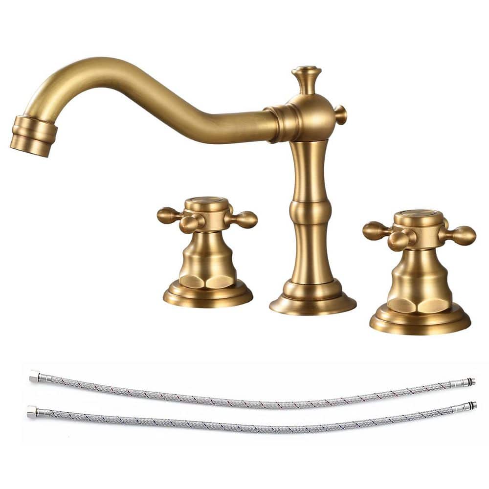 Double Handles 8 in. Widespread Bathroom Faucet 3-Hole Sink Faucet in Antique Brass price history on PriceWatchPro