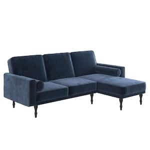 Elinda Blue Velvet Small Space Sectional Futon