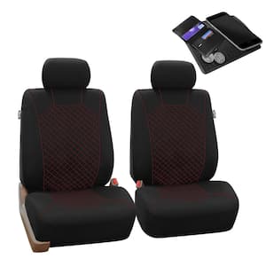 Fabric 47 in. x 23 in. x 1 in. Ornate Diamond Stitching Half Set Front Car Seat Covers