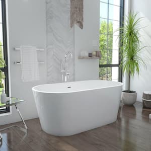 Enigma 47 in. x 27 in. Freestanding Acrylic Soaking Bathtub with Center Drain in Brushed Nickel