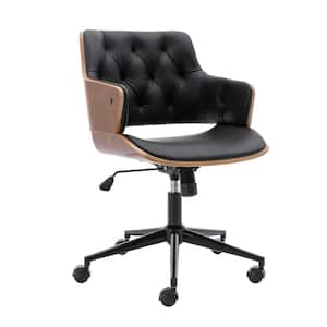 Black Faux Leather Adjustable Office Chairs with Arms