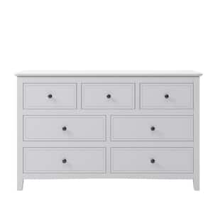 7-Drawers White Dresser 48.42 in. L x 15.35 in. W x 30.11 in. H