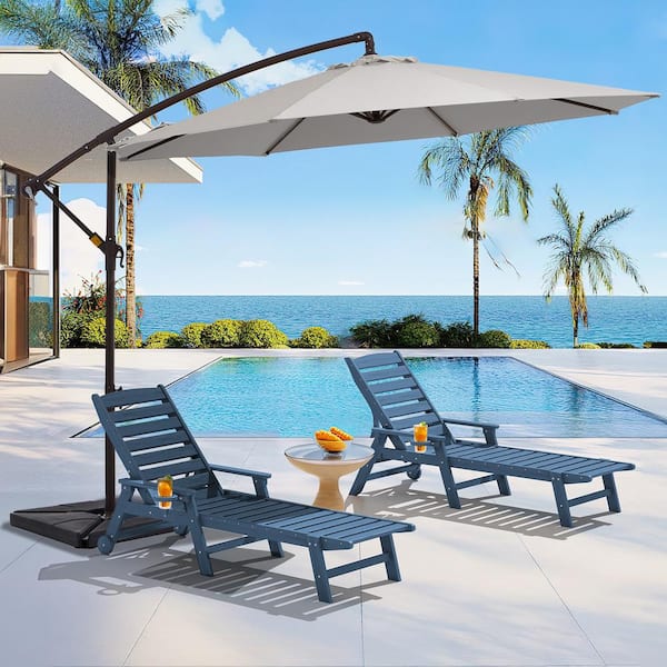 JEAREY 10 ft. Steel Cantilever Patio Umbrella With Weighted Base In Off-White