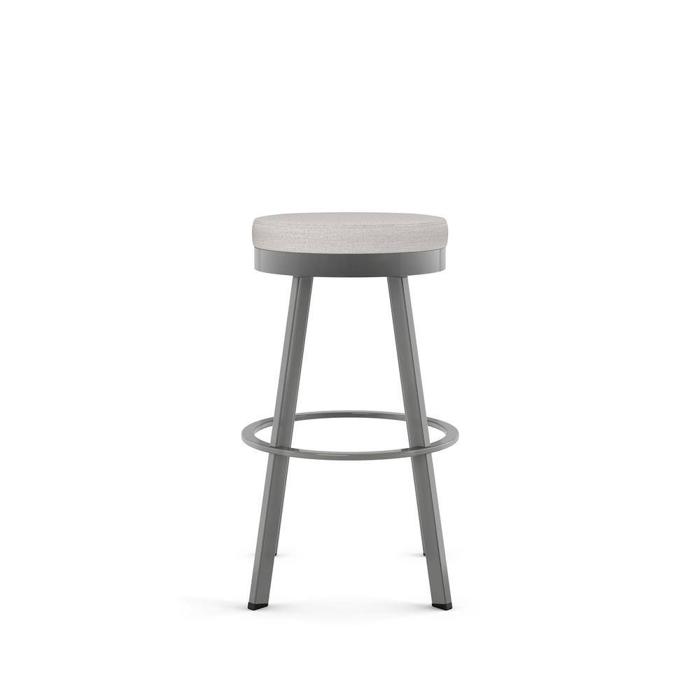 Swice Light Grey Polyester and Metallic Grey Swivel Counter Stool