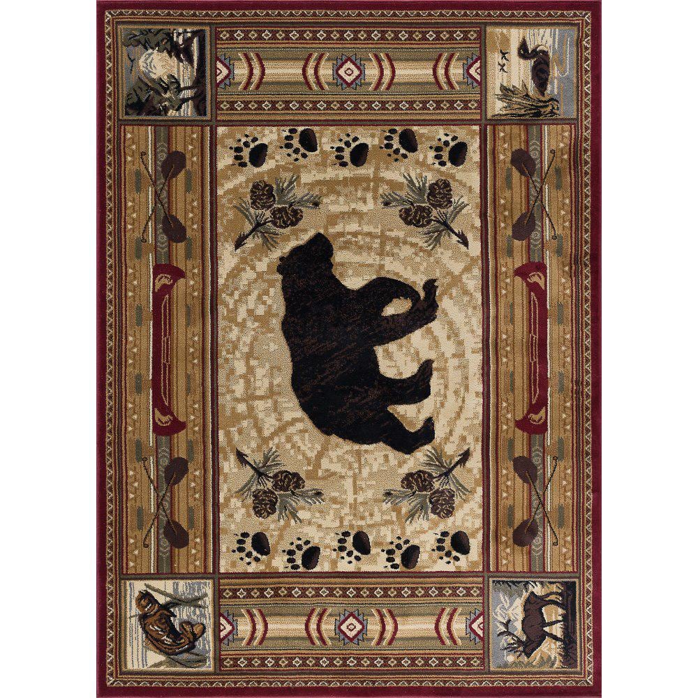Tayse Rugs Nature Lodge Brown 5 ft. x 8 ft. Indoor Area Rug, Beige -  NTR6550 5x8