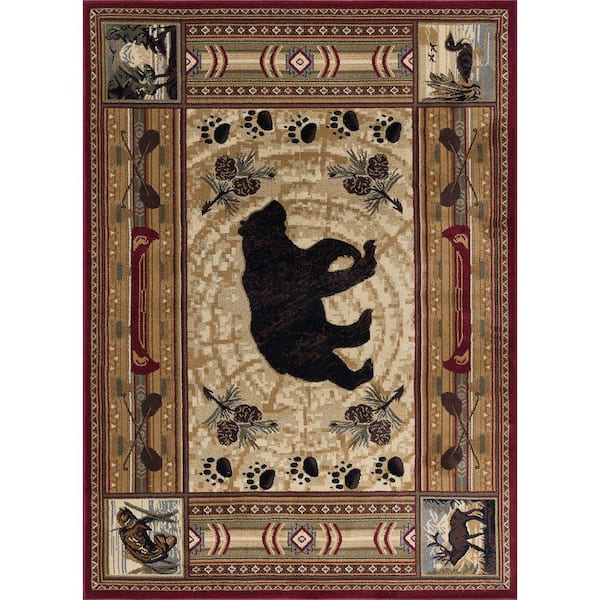 Tayse Rugs Nature Lodge Brown 5 ft. x 8 ft. Indoor Area Rug
