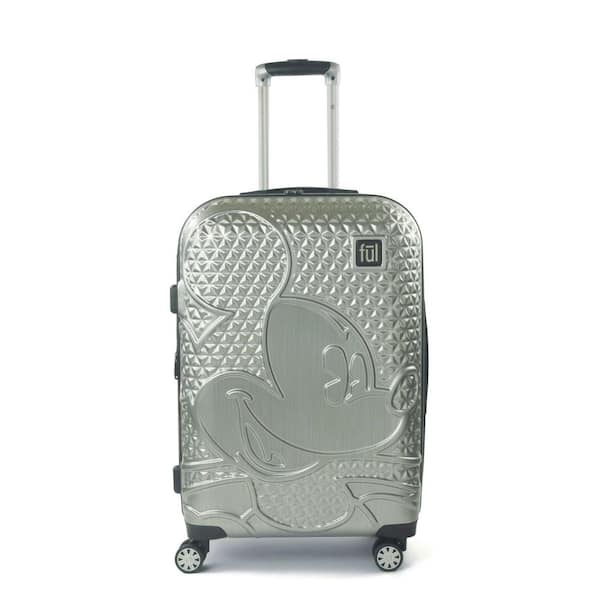 Ful Disney Textured Mickey Mouse 25 in. Silver Hard-Sided Rolling Luggage