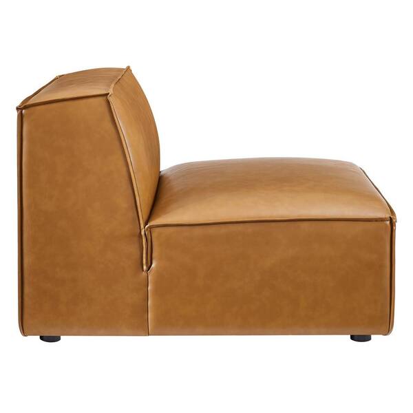 Modway Re Tan Vegan Leather, Tan Leather Modular Sofa