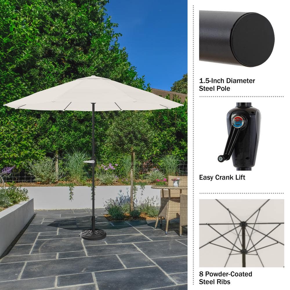 9-Foot Tan Aluminum Patio Umbrella with Auto Crank