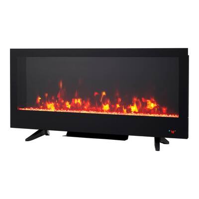 42 in. Wall Mount Electric Fireplace in Black
