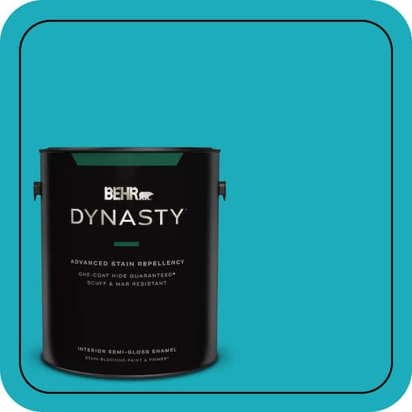 1 gal. #P470-5 Placid Sea Semi-Gloss Enamel Interior Stain-Blocking Paint & Primer