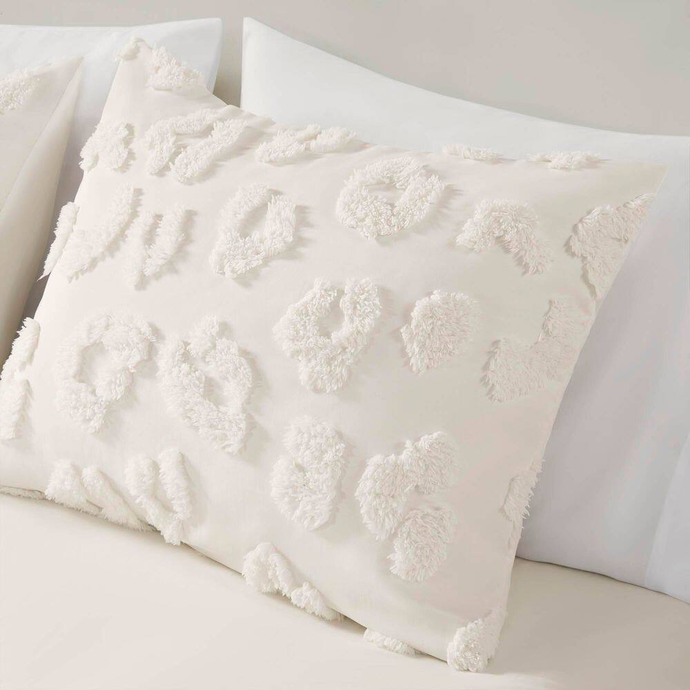 Off-White Chenille Twin/Twin XL Duvet Cover Set