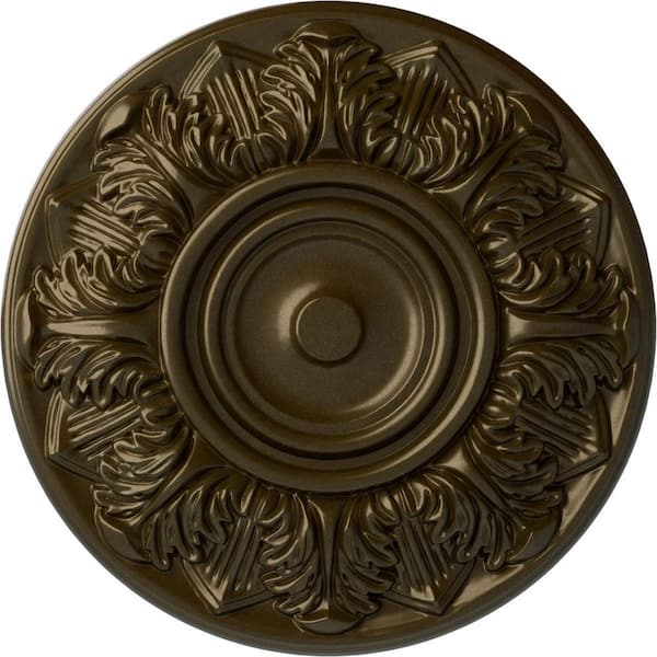 Ekena Millwork 13" x 1-3/8" Whitman Urethane Ceiling Medallion  (For Canopies upto 3-3/4"), Brass CM13WHBRS - The Home Depot