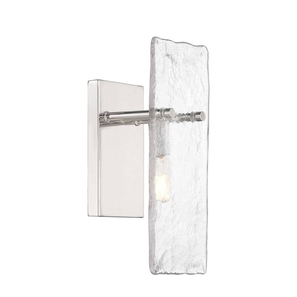 Polished Nickel Handmade Glass 1-Light Dimmable Sconce