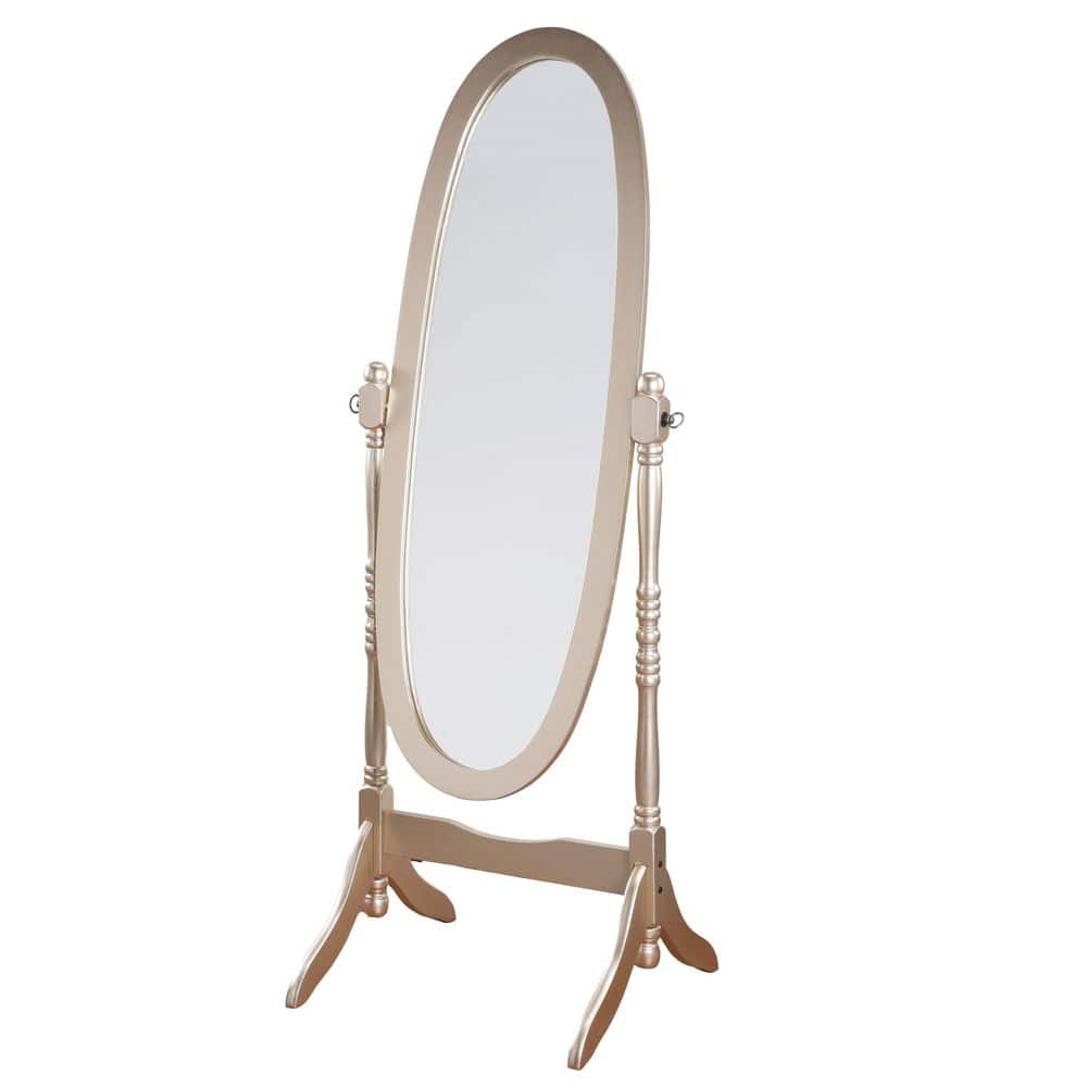 Queen Anne Style Champagne Gold 16 in. W x 59.25 in. H Floor Mirror Standing Mirror Tilting Oval Wood Full Length Mirror price history on PriceWatchPro