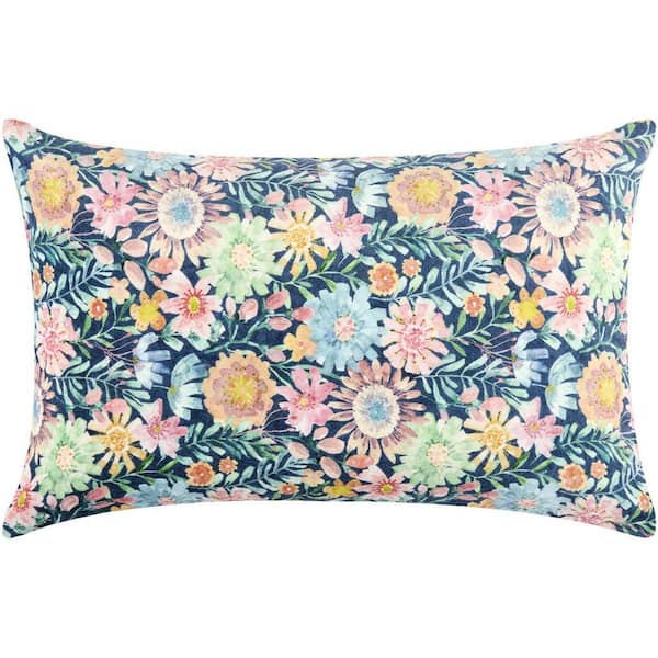Spring Bouquet SBT-001 14 in. L x 22 in. W Accent Throw Pillow, Cover Only, Navy/Pink