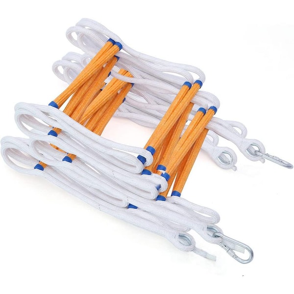 8 ft. 1-Story Safety Balcony Fire Escape Ladder with Hooks Carabins, 2000 lb. Load Capacity for Multi-use for Treehouse