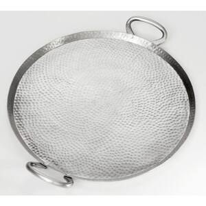 20.5 in. Hammered Silver Stainless Steel Round Griddle with Handles