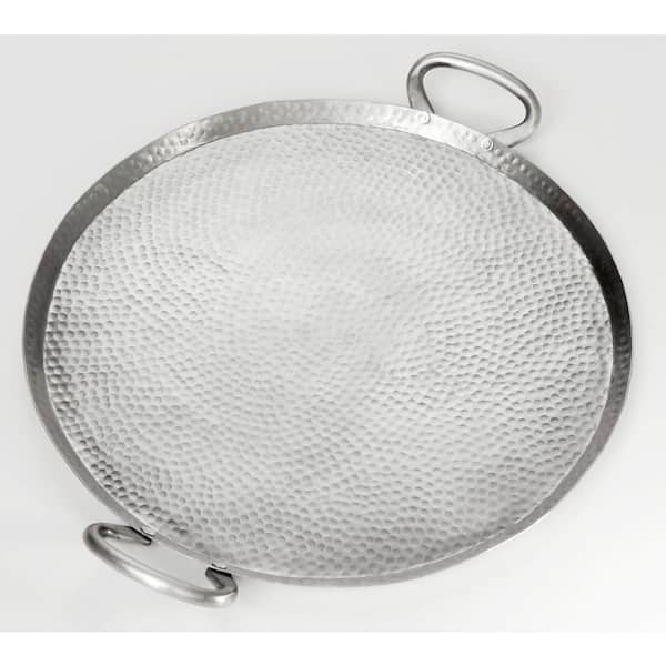 AM American METALCRAFT, Inc. 20.5 in. Hammered Silver Stainless Steel Round Griddle with Handles