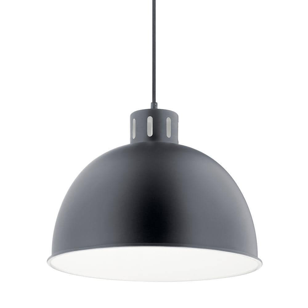 Zailey Transitional Black Glass Bowl Pendant Light