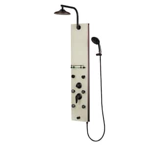 Barcelona 59 in. 6-Jet Shower Panel System with Handshower in White Venetian Glass and Oil Rubbed Bronze