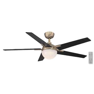 Esala 52 in. Integrated CCT LED Indoor Champagne Bronze Gold Ceiling Fan with Light and Remote Control