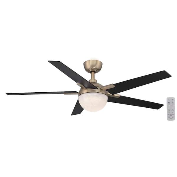 Hampton Bay Esala 52 in. Indoor Brushed Gold Ceiling Fan with Adjustable White Integrated LED with Remote Included