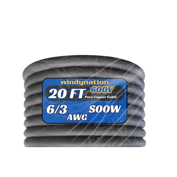 20 ft. 6/3 6 Gauge 3 Conductor 600-Volt Black SOOW Cord