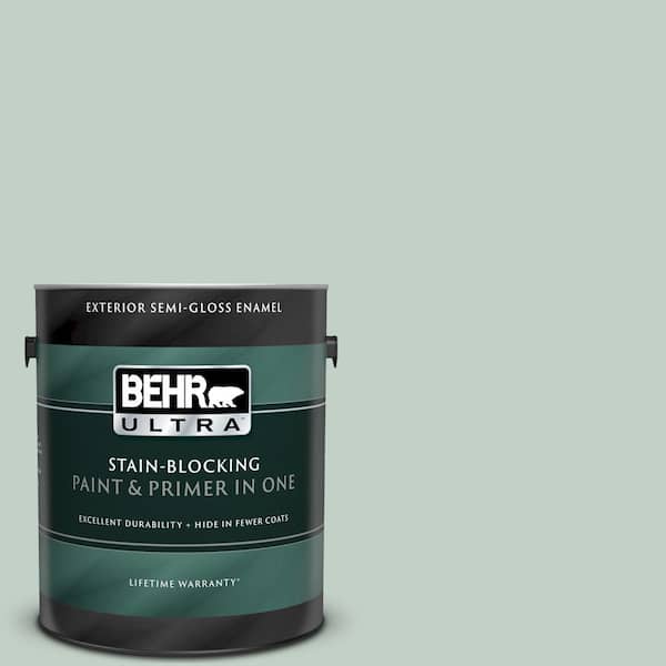 BEHR ULTRA 1 gal. #UL220-13 Frosted Jade Semi-Gloss Enamel Exterior Paint and Primer in One