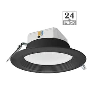 8 in. Canless Black Adjustable CCT 3000 Lumens New Construction Remodel Integrated LED Recessed Light Trim (24-Pack)