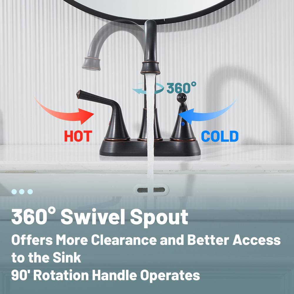 Oil Rubbed Bronze 4-Inch 2-Handle Stainless Steel Bathroom Faucet