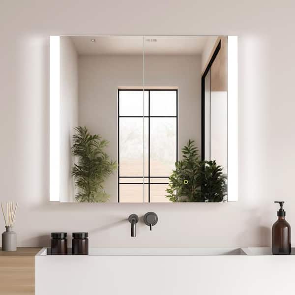 Altair Serra 36 in. W. x 32 in. H Rectangular Aluminum Medicine Cabinet with Mirror