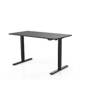 55 in. Rectangular Black Gaming Computer Desk with Adjustable Height