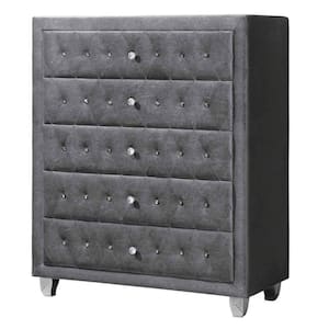 Gray 5-Drawer 40.25 in. Wide Chest of Drawers
