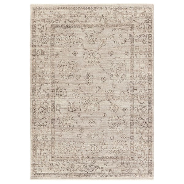 Camille Gray/Brown 4 ft. x 5 ft. 2 in. Floral Area Rug
