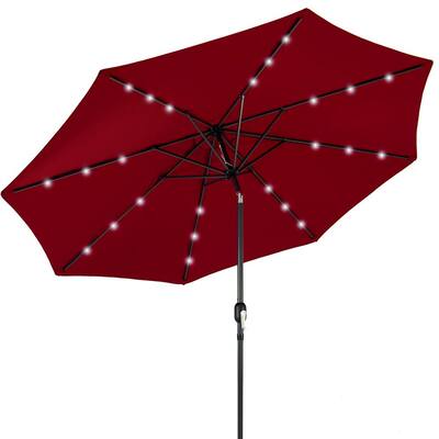 10 ft. Market Solar Tilt Patio Umbrella in Red