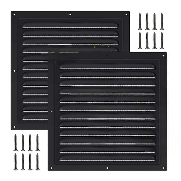 KIWDZFU 12 x 12 Square Black Aluminum Mesh Gable Wall Vent with Screen for Attic Garage Shed Ventilation 2 Pcs