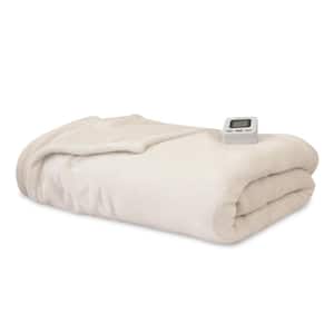Ivory Polyester Fleece Twin Warming Blanket