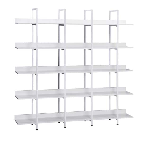 Unbranded 70.87 in. White 5 Shelf Standard Bookcase for Home Office