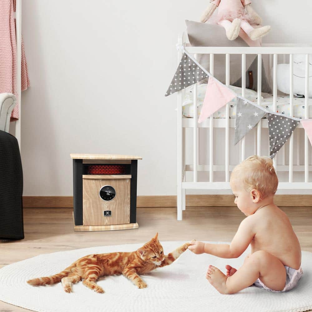 Black and Tan Electric Infrared Quartz Space Heater with Thermostat