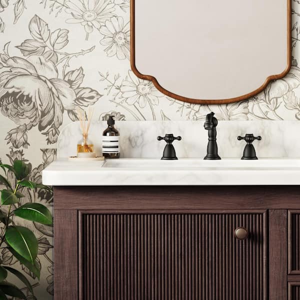 8 in. Widespread Double Handle Bathroom Faucet in Black