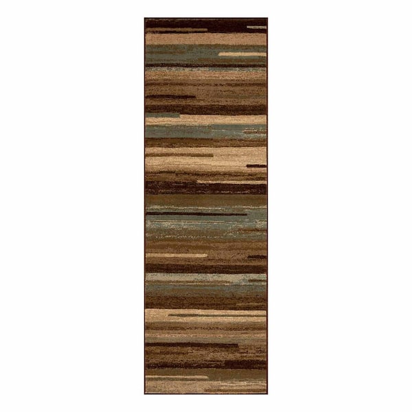 SUPERIOR Fulgor Taupe 2 ft. 6 in. x 8 ft. Modern Stripe Abstract Indoor Runner Rug
