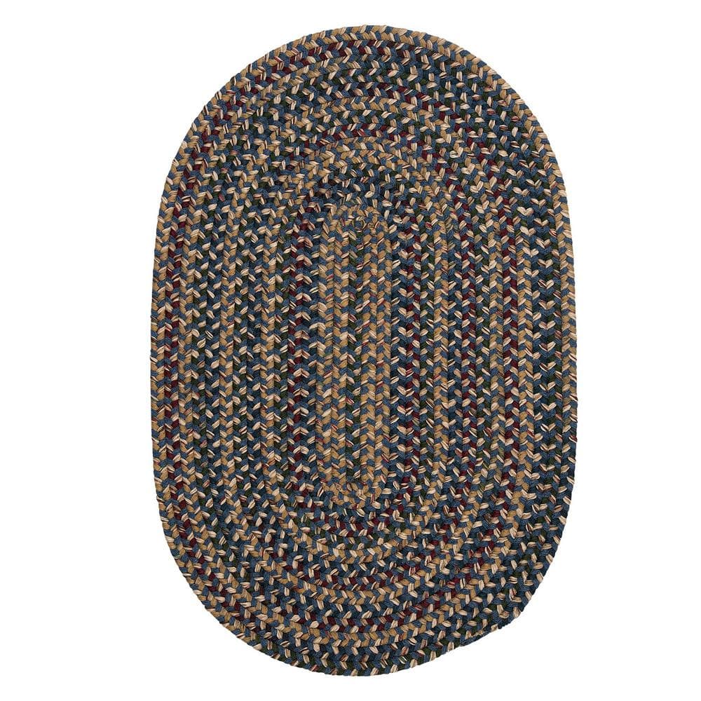 Winchester Blue 8 ft. x 10 ft. Oval Braided Area Rug