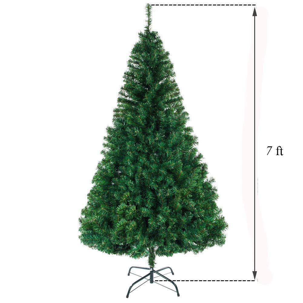 7-Foot Green PVC Full Unlit Christmas Tree with Metal Stand