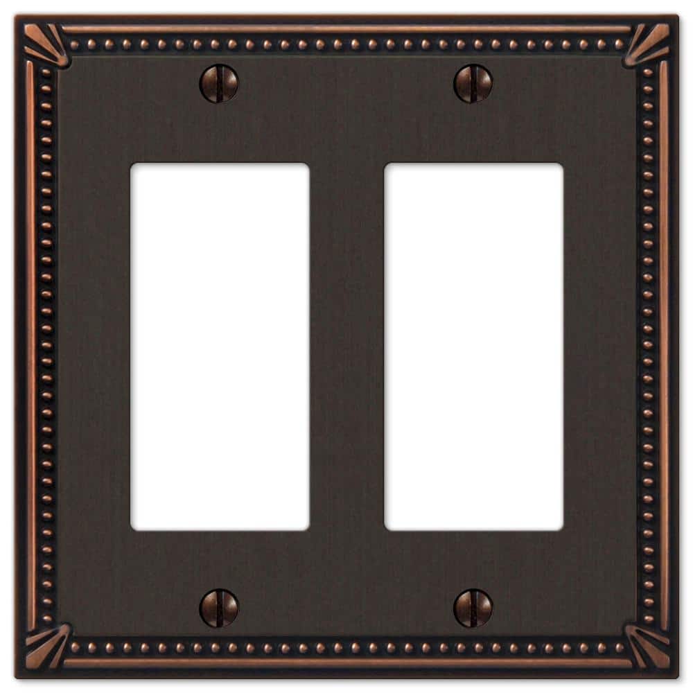 Aged Bronze 2-Gang Cast Metal Decorative Wall Plate