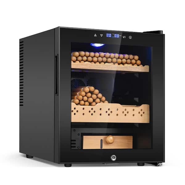 16.93 in. 50L Single Zone Electric Humidor, 360-Counts Cigar Humidor Cabinet, Beverage and Wine Cooler in Black