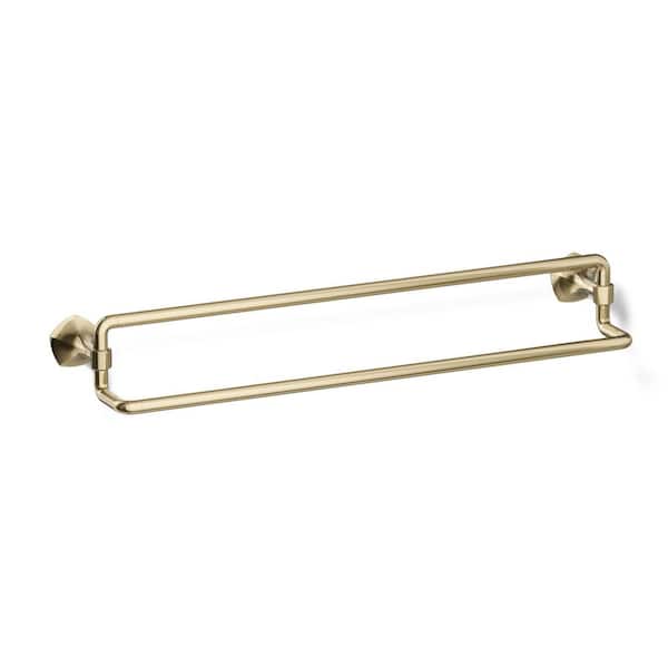 Occasion 24 in. Wall Mounted Double Towel Bar in Vibrant French Gold