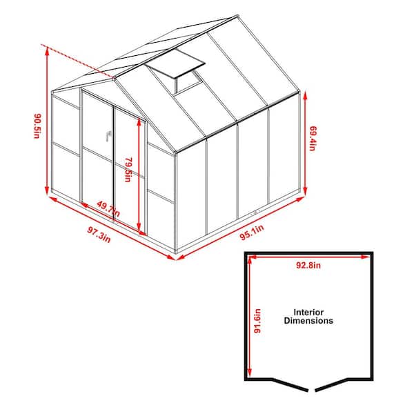 3Dペーパーハウス(trois dimensions) VEIKOUS 8 ft. W x 8 ft. D Polycarbonate Walk-In Greenhouse for