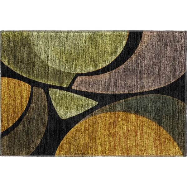 Mayfield Premium Machine Washable Abstract AMF2537 Black 2 ft. x 3 ft. Accent Rug