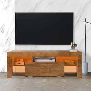 51.18 in. W Light Wood Wooden TV Stand with LED RGB Lights TV's up to 60 in.